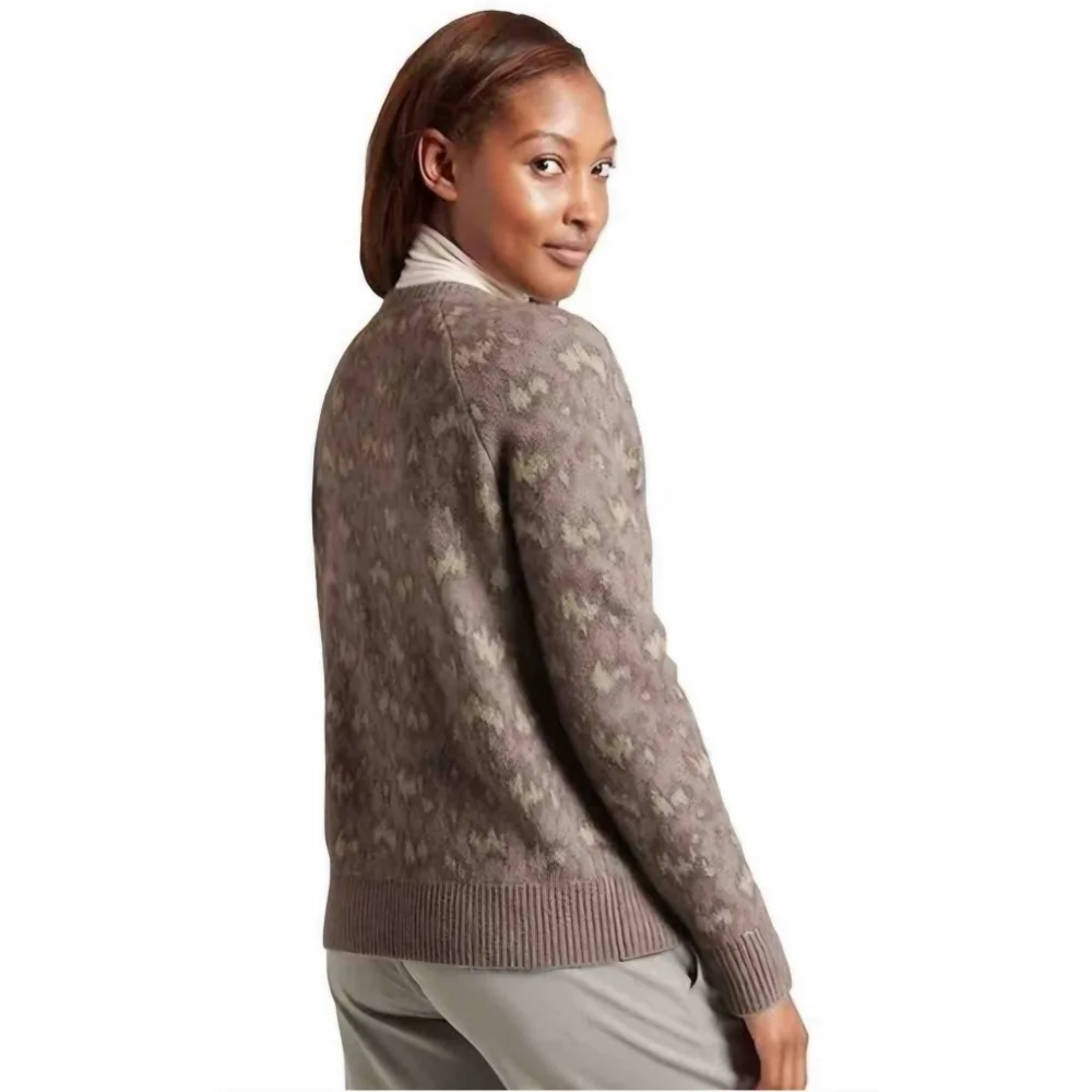 Athleta Hawthorn Textured Merino Wool Blend Crewneck Animal Print Sweater